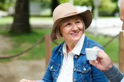 Patricia and Alan enjoying coffee together